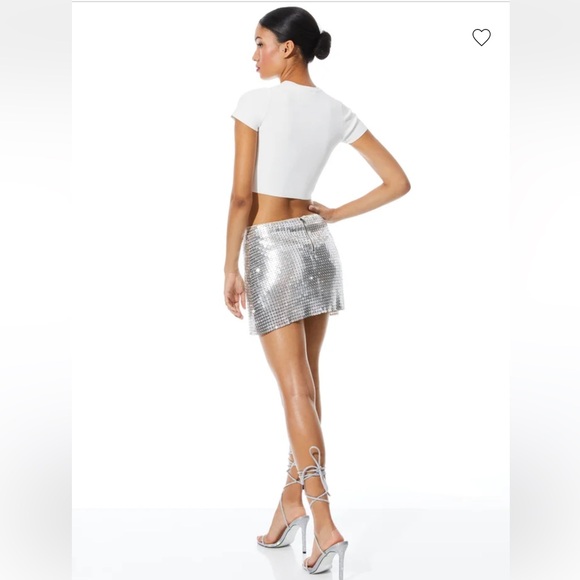 Alice & Olivia Silver Metal Chainmail Mini Skirt - Picture 3 of 14